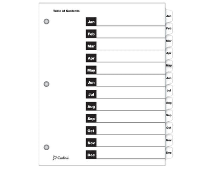 Printable Dividers Monthly White Letter
