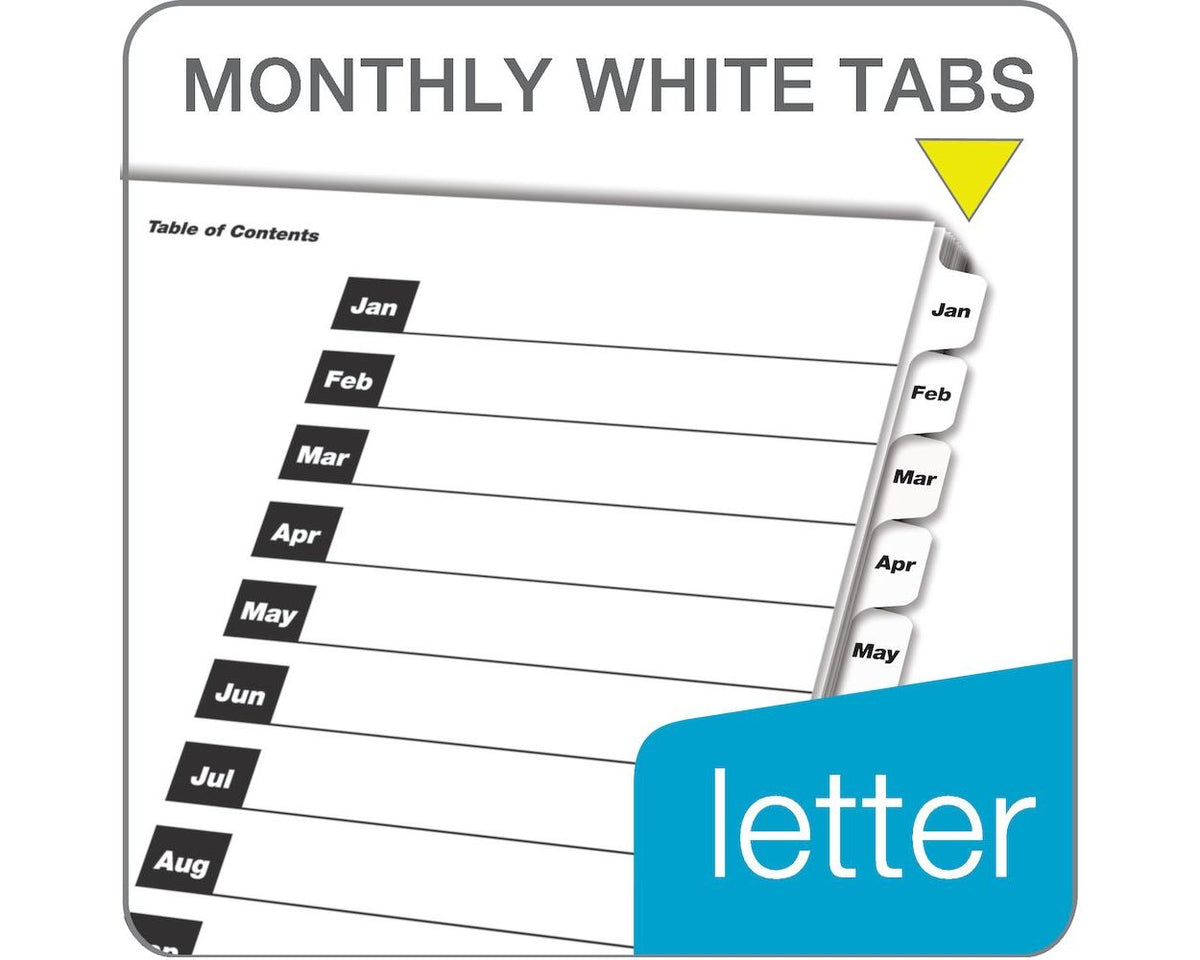 Printable Dividers Monthly White Letter