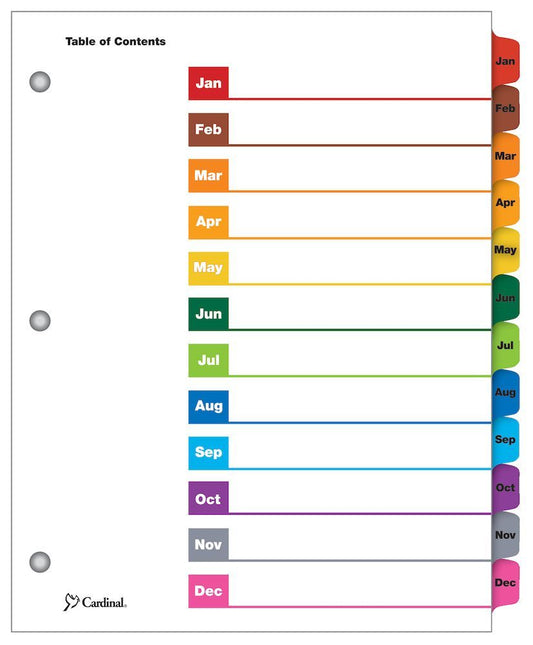Printable Dividers Monthly Multicolor Letter