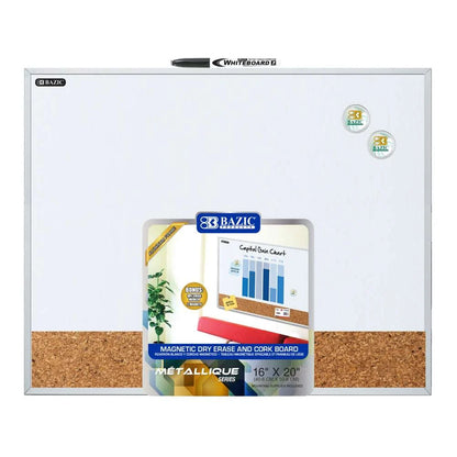 16" X 20" Aluminum Framed Magnetic Dry Erase/Cork