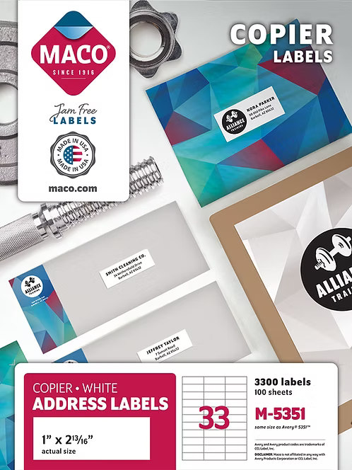 Mac White Mailing Labels 1" x 2-13/16 3300 PC