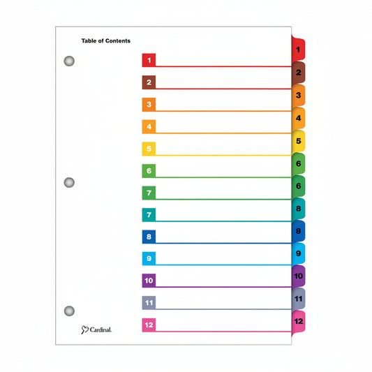 Printiable Index Dividers | 12 Tab | Multicolor
