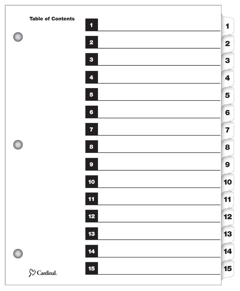 Printable Index Divider 15 Tab White Letter