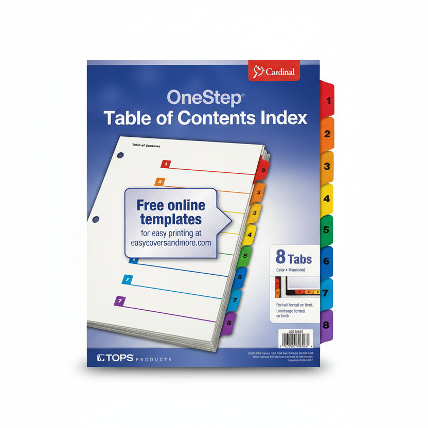 Printiable Index Divider | 8 Tab | Multicolor | Letter