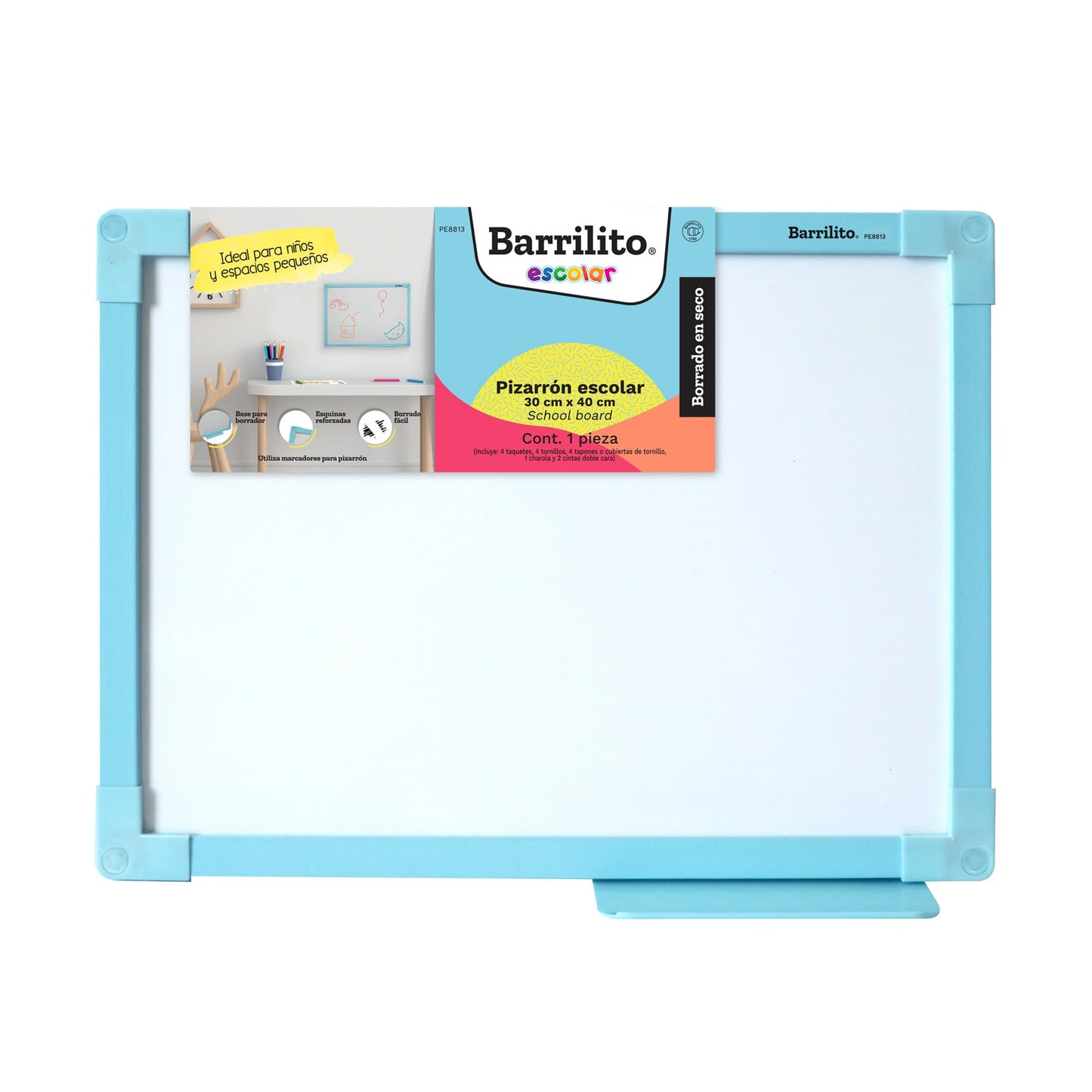 PIZARRA BLANCA 12X16 BORDE AZU