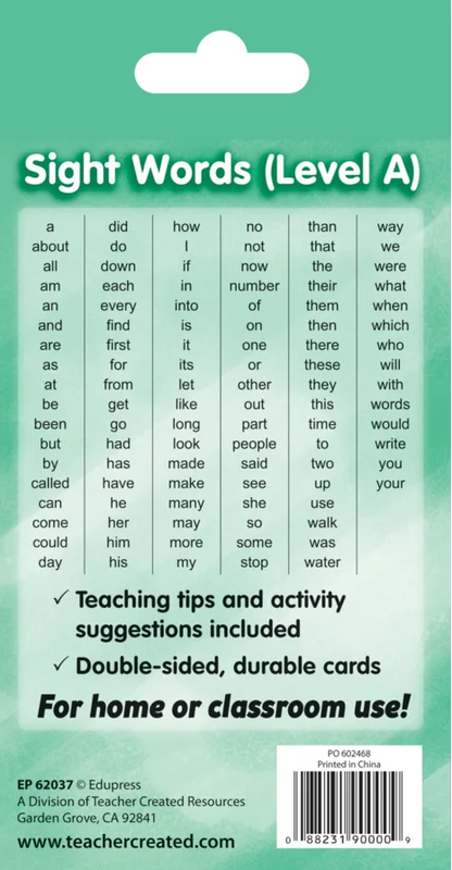Sight Words Flash Cards - Level A
