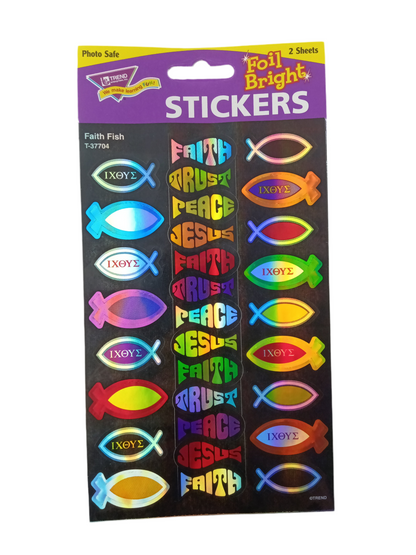 FAITH FISH FOIL BRIGHT STICKERS