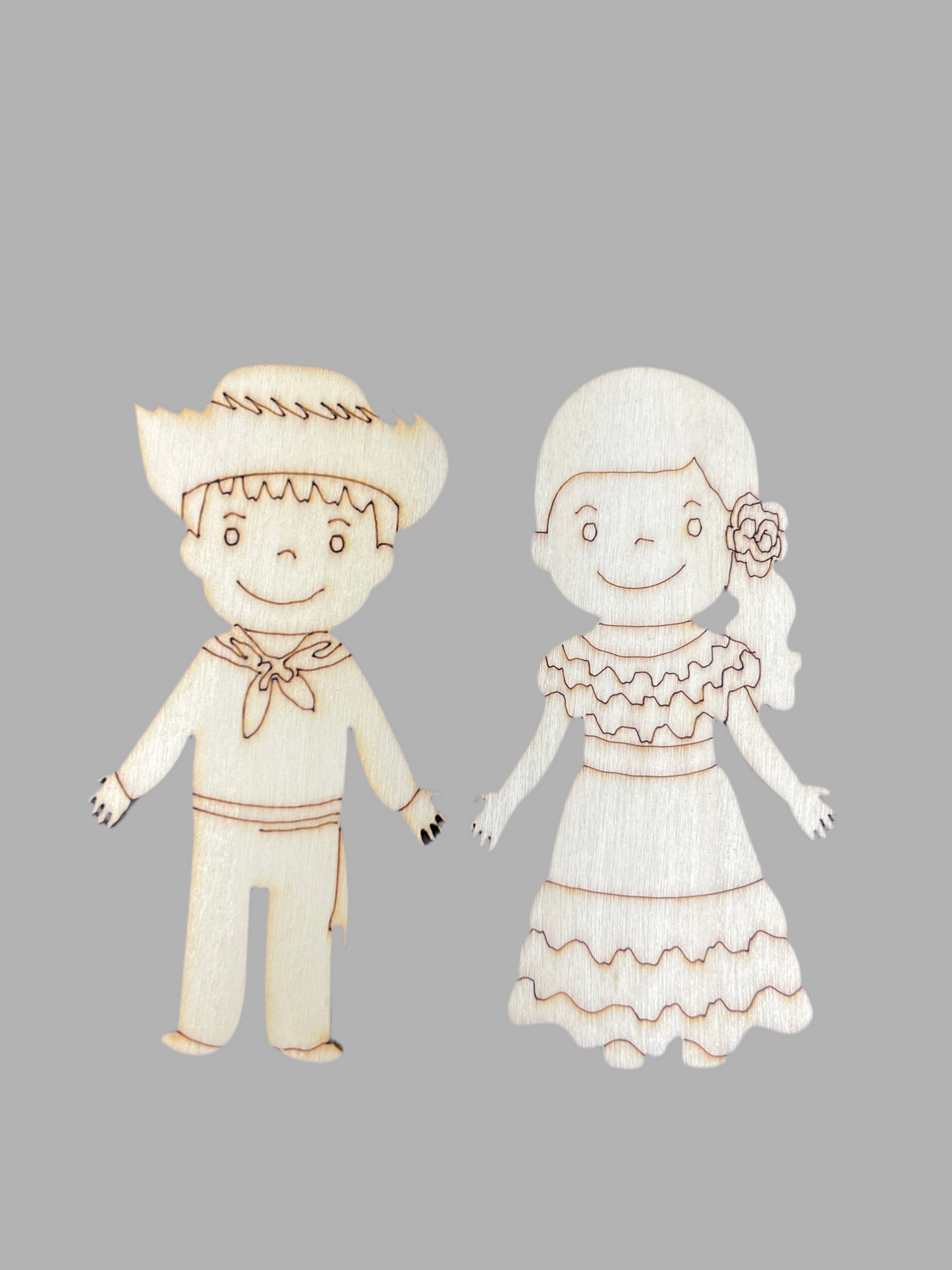 JIBAROS KIDS LASER ENGRAVED WOOD CUT 2PCS 3.3IN