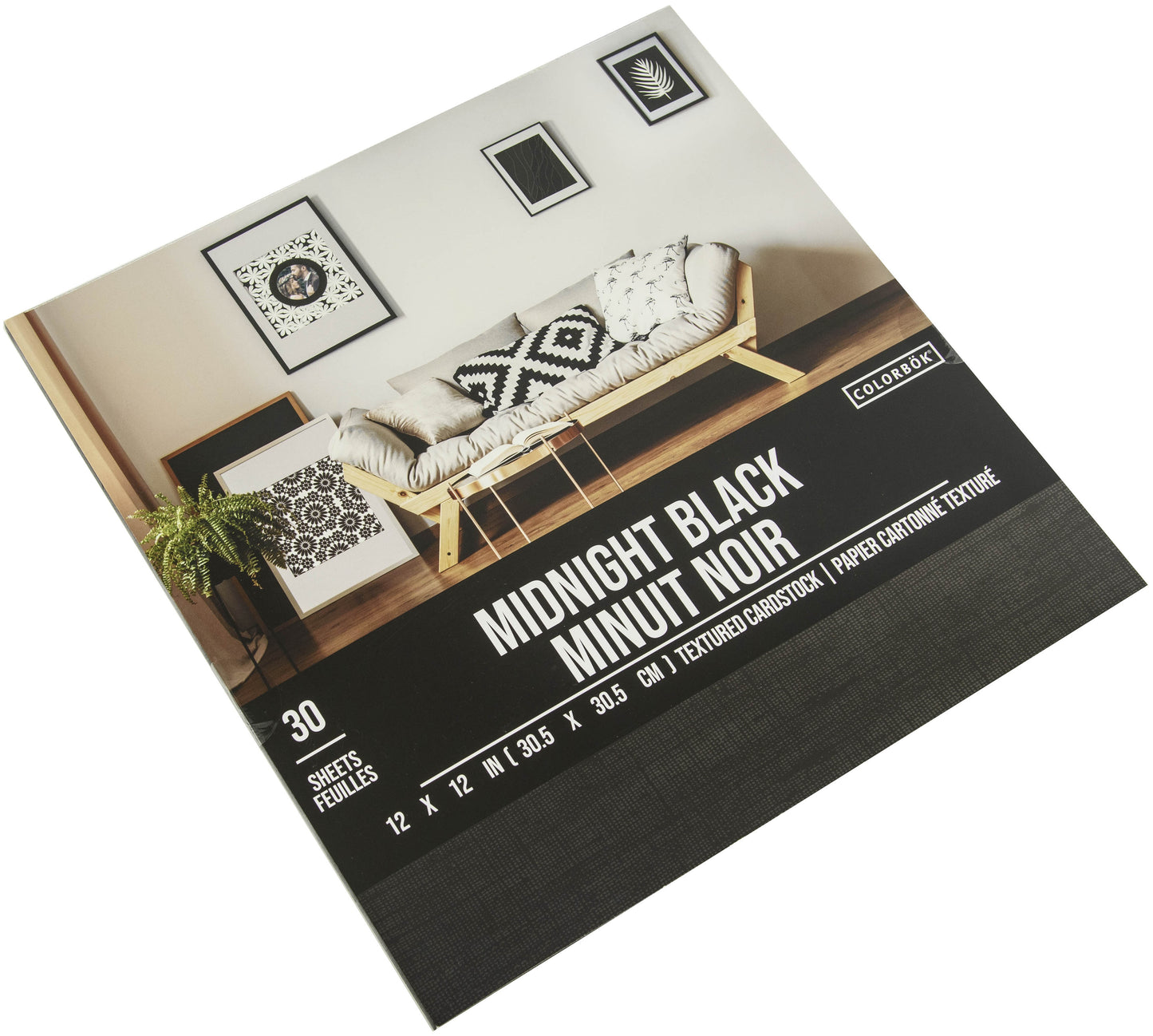 Mdnght BLack Textures Cardstock Pad | 12"X12" | 40/Pk