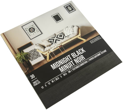 Mdnght BLack Textures Cardstock Pad | 12"X12" | 40/Pk