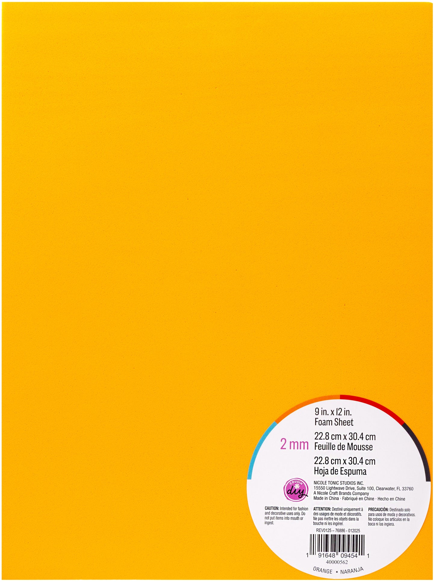 CousinDIY Foam Sheet | Orange | 9"X12"