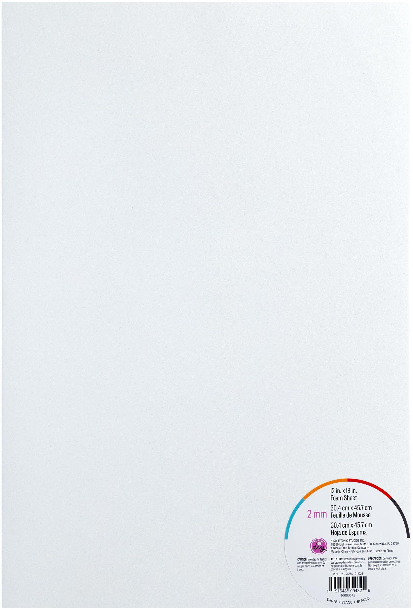 CousinDIY Foam Sheet | White | 12"X18"