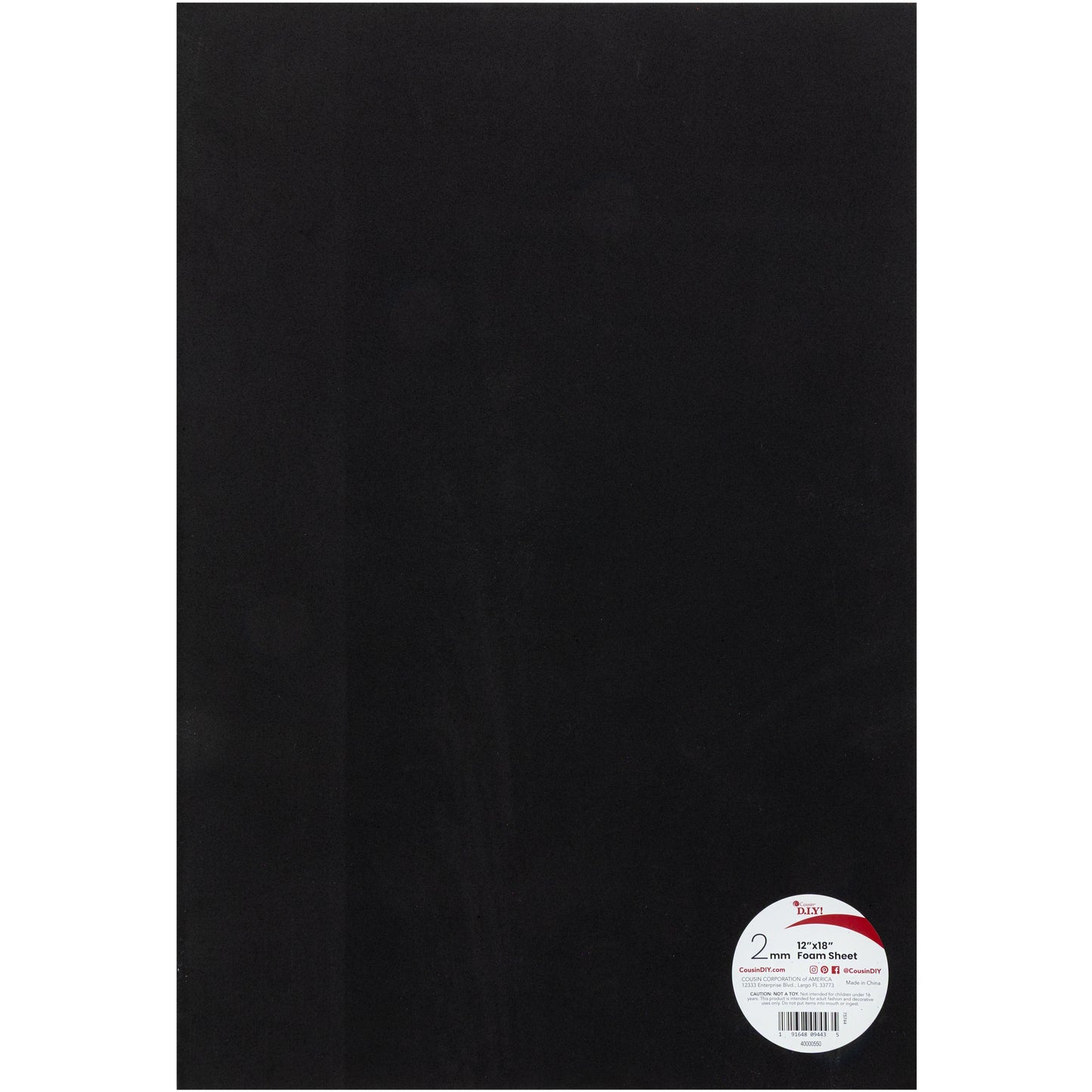 CousinDIY Foam Sheet | Black | 12"X18"