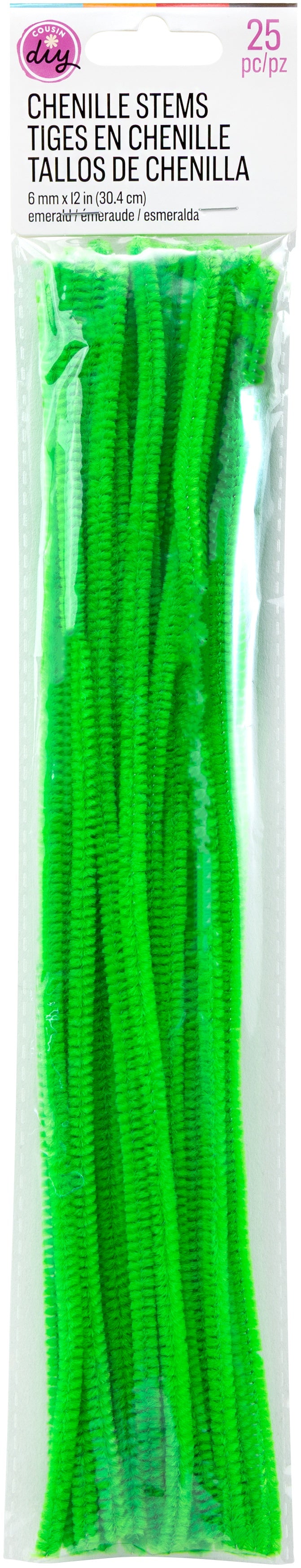 CousinDIY Chenille Stems | Emrld Grn | 6mmx12" | 25Pk