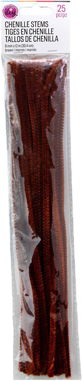 CousinDIY Chenille Stems | Brownd | 6mmx12"| 25Pk