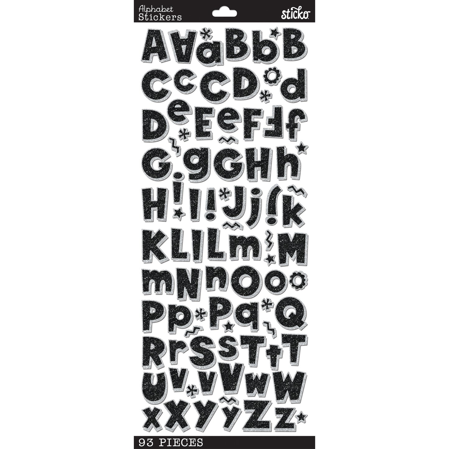 Sticko Alphabet Stickers | Black Glitter | 93 pieces