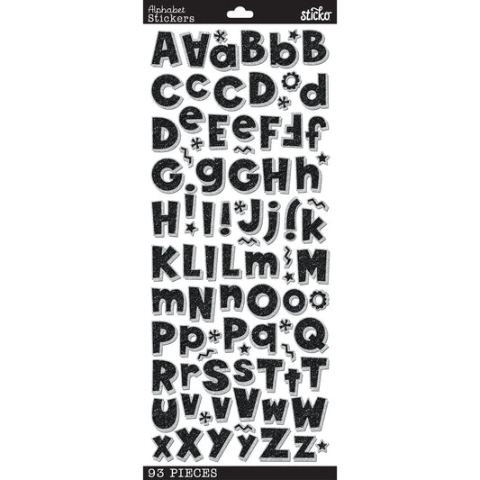 Sticko Alphabet Stickers | Black Glitter | 93 pieces