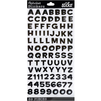 Sticko Alphabet Stickers | Funhouse Black Metallic | 89 pieces
