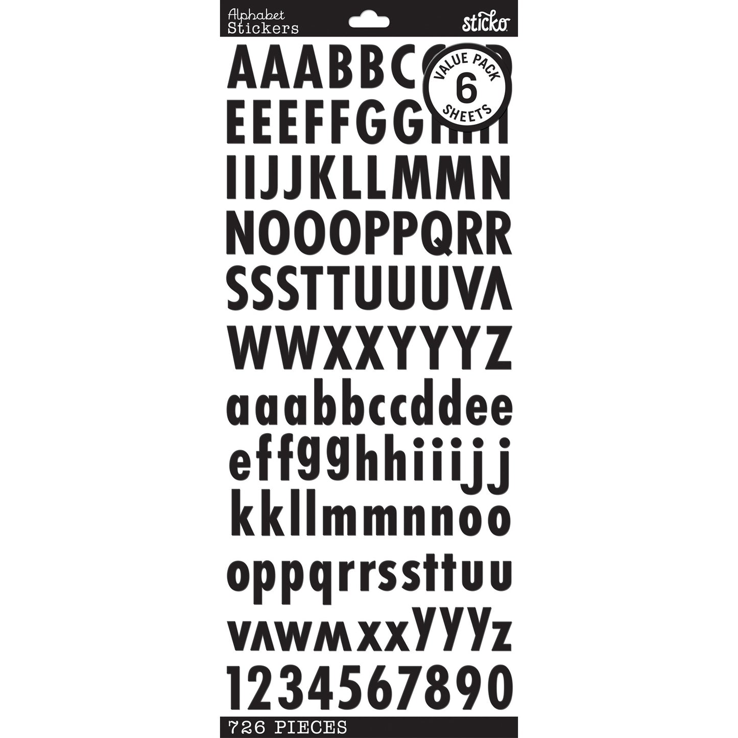 Sticko Alphabet Stickers | Black/Gold/Silver | Futura | 726 pieces