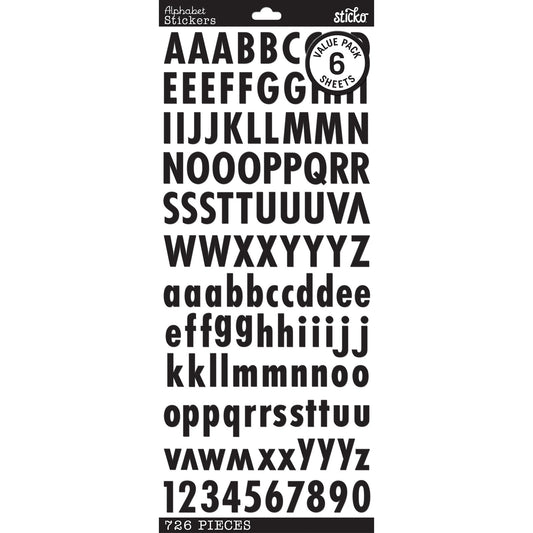 Sticko Alphabet Stickers | Black/Gold/Silver | Futura | 726 pieces