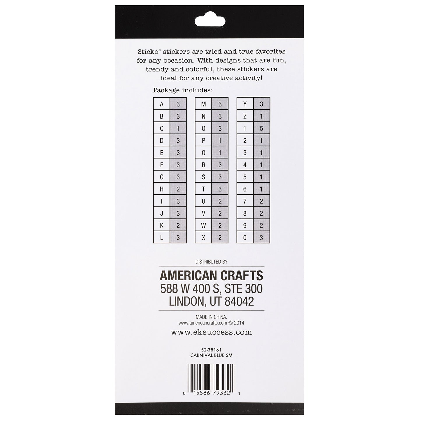Sticko Alphabet Stickers | Carnival Blue | 92 pieces
