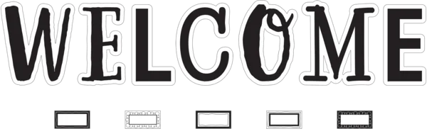 BLACK AND WHITE WELCOME BULLETIN BOARD 49PCS