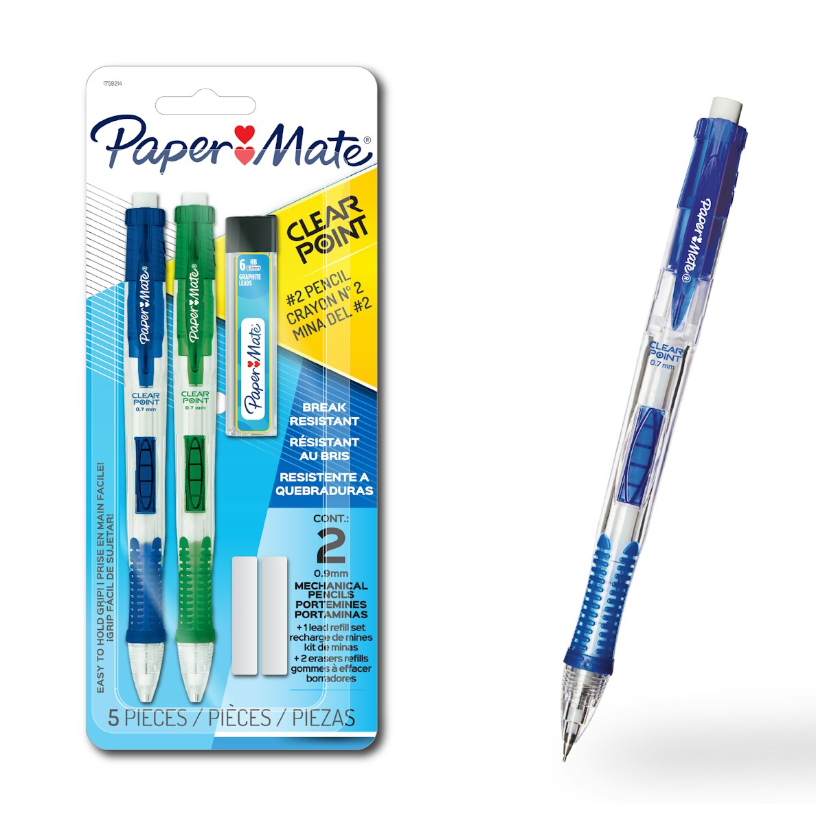 Paper Mate Clear Point Mechanical Pencil Set 0.9 mm 5 PCS
