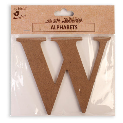 W   Little Birdie MDF Alphabets Upper Case | 4" | 1Pkg
