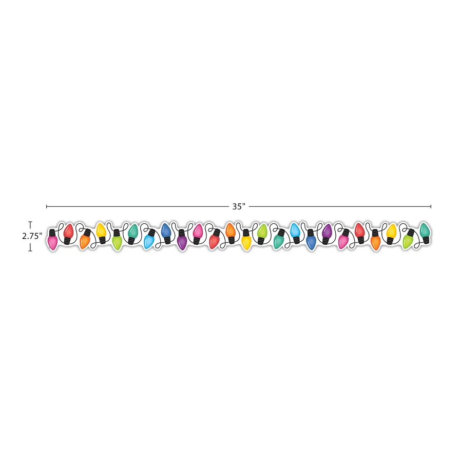 Colorful Holiday Lights Die-Cut Border Trim