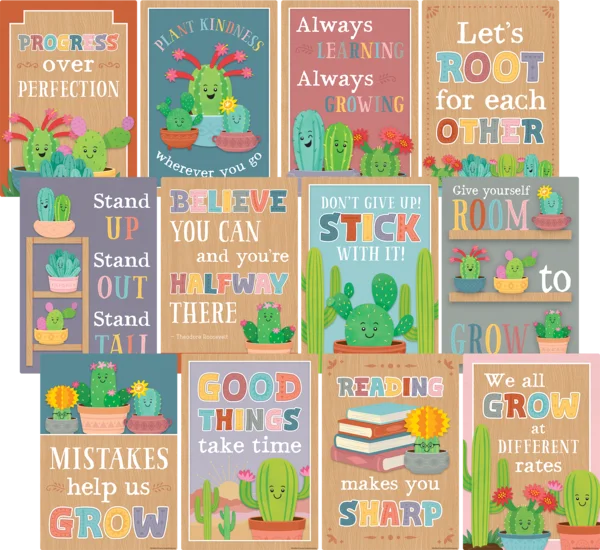 HAPPY CACTUS CREW POSITIVE SAYINGS SMALL POSTER PA