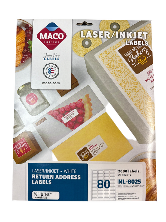 Mac Laser Labels 1/2” x 1 3/4”