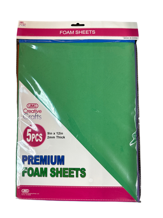 FOAM SHEETS HOT COLORS 5PCS 9'X12'