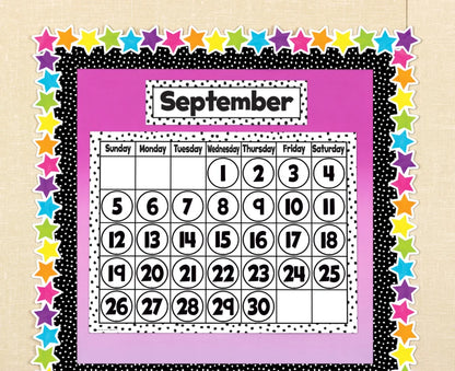 BLACK PAINTED DOTS ON WHITE CALENDAR CHART 17X22''