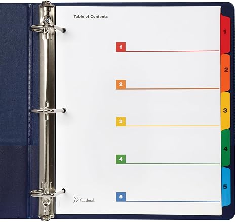 Printable Index Dividers 5 Tab Multicolor
