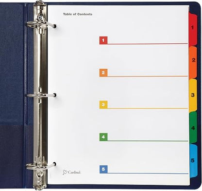 Printable Index Dividers 5 Tab Multicolor