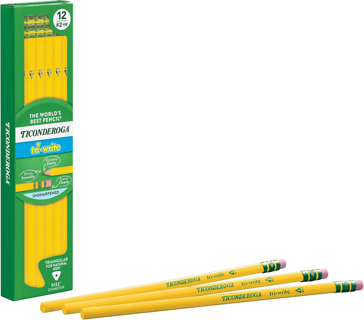 Ticonderoga Tri-Write Triangular Standard Size Pencils #2 Soft Cj. 12