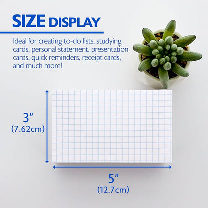 QUAD RULED 4-1" WHITE INDEX CARD 3" X 5" PQ.100