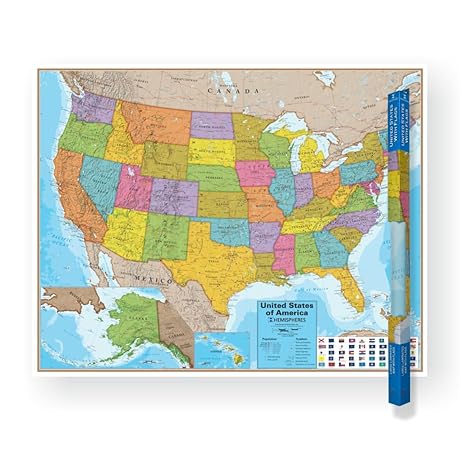 Hemispheres Boxes USA Map Laminated