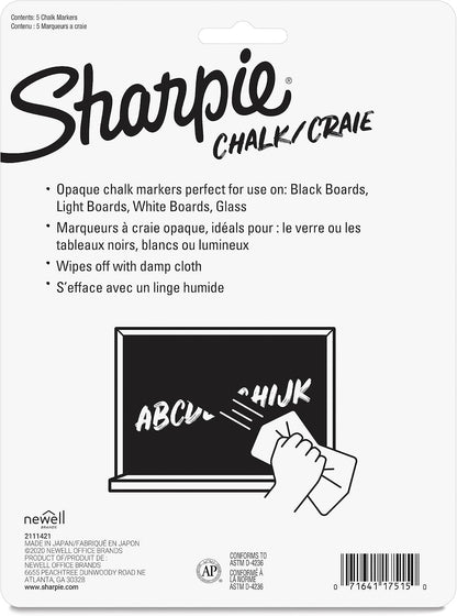 Sharpie Chalk Markers Wet Erase Markers Assorted Colors Pkg. 5