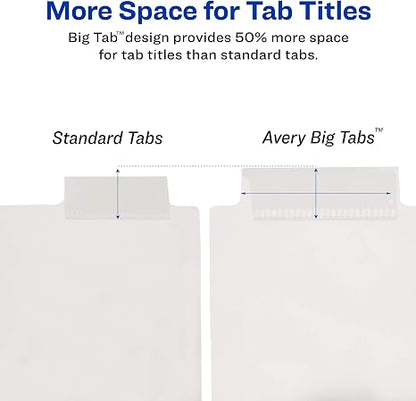 Big Tab Insertable Plastic Divider Clear 5 Tab