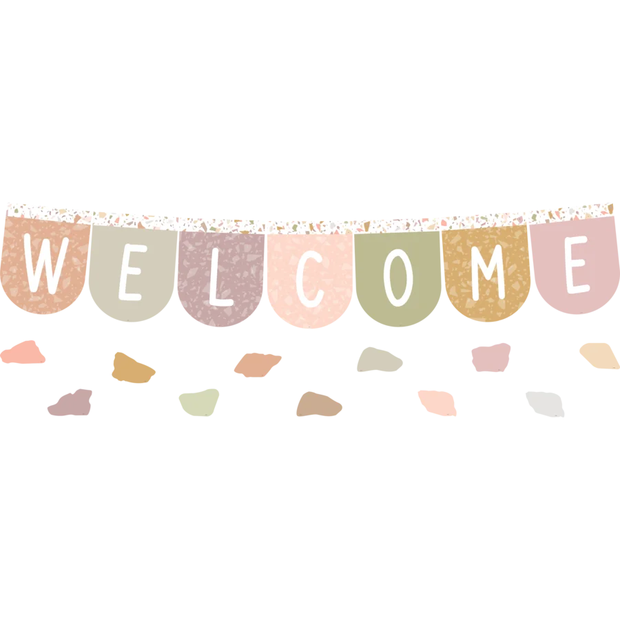 TERRAZZO TONES WELCOME BUNTING BULLETIN BOARD 58PC