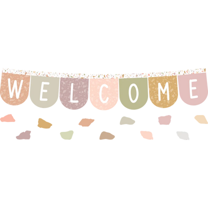 TERRAZZO TONES WELCOME BUNTING BULLETIN BOARD 58PC