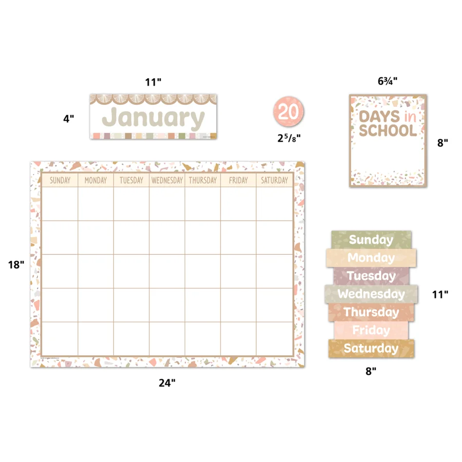 TERRAZZO TONES CALENDAR BULLETIN BOARD 115PCS