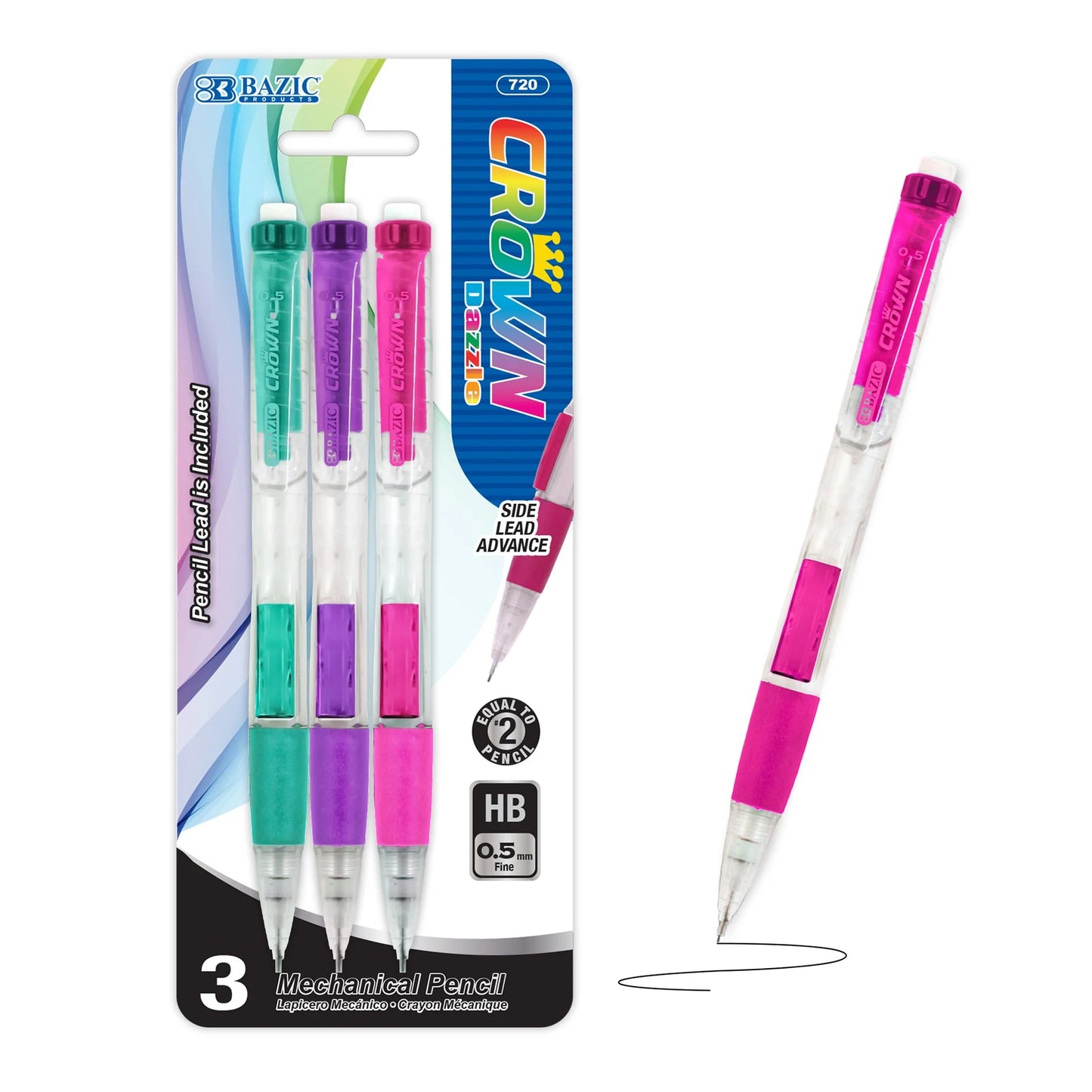 CROWN 0.5 MM MECHANICAL PENCIL PQT. 3