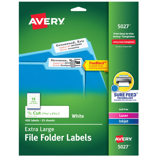 AV File Folder Label White X-Large (PQ.450)