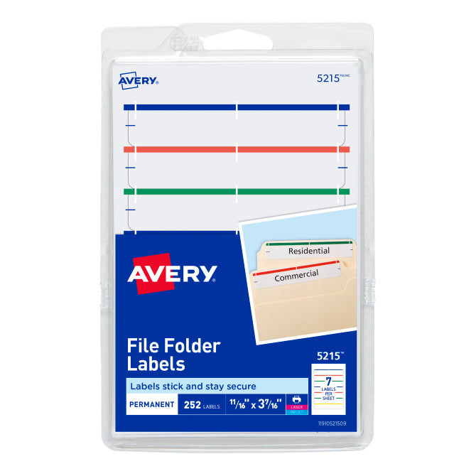 FILE FOLDER LABELS ASST 11/16" X 3-7/16" PQ.252