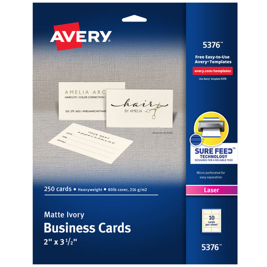 Business Card Laser 2" X 3-1/4" Ivory PQT.250
