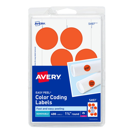 AV Print'n'write Round Label 1-1/4" Redglow (400