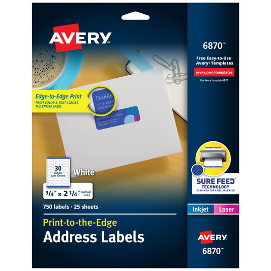 AV Label Laser White 3/4 x 2-1/4 (PQ.750)