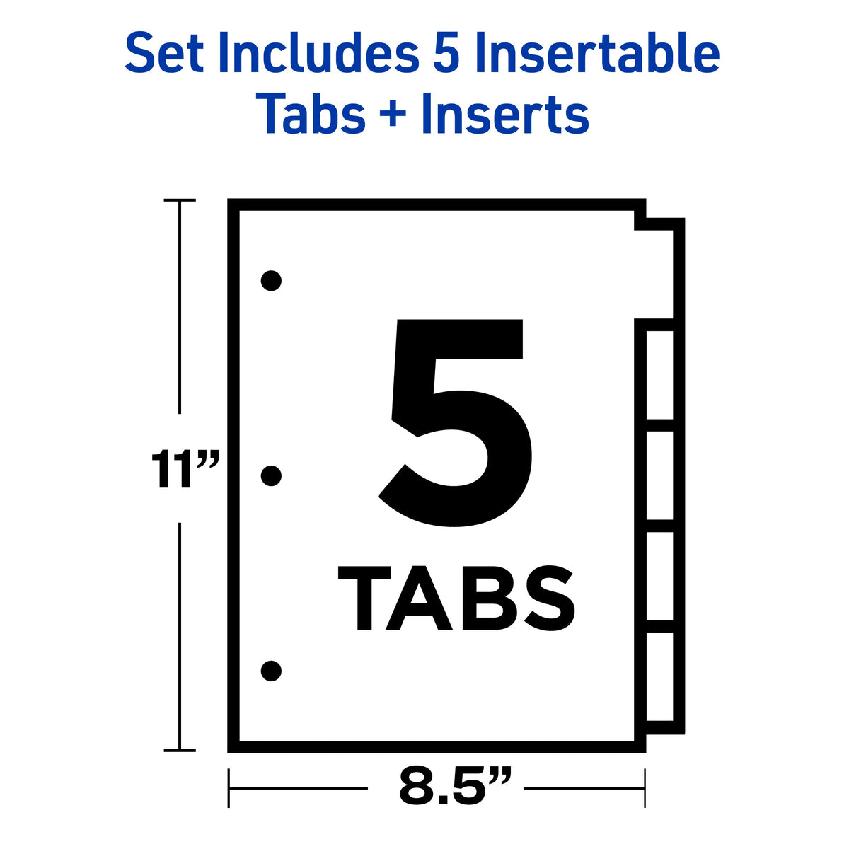 Big Tab Insertable Dividers 5-Tab Set Clear Tabs